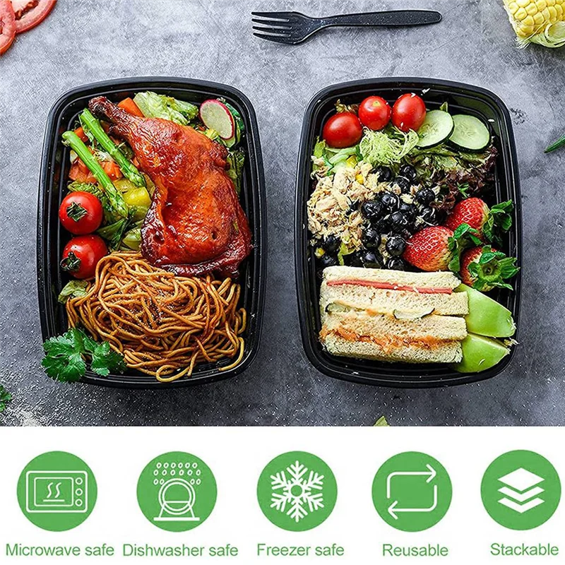 50-Pack Meal Prep Containers Reusable To-Go Food Containers Plastic Bento Boxes Food Storage Lunch Box