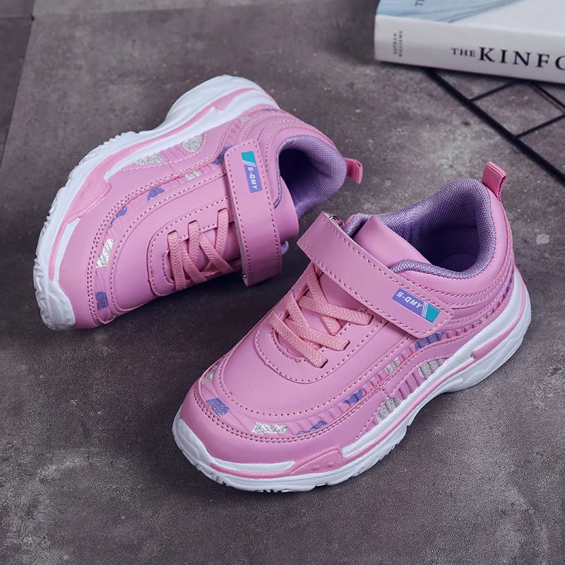 Girls Sport Shoes Waterproof Running Shoes Kids Sneakers Tenis Infantil Pink Breathable Antislip Children Shoes Chaussure Enfant