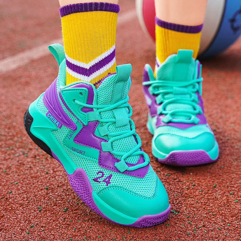 Children's Basketball Shoes Boys Girls Non-slip Sneakers Kids Ultralight Outdoor Gym Athletic Shoes Casual Basketball Trainers