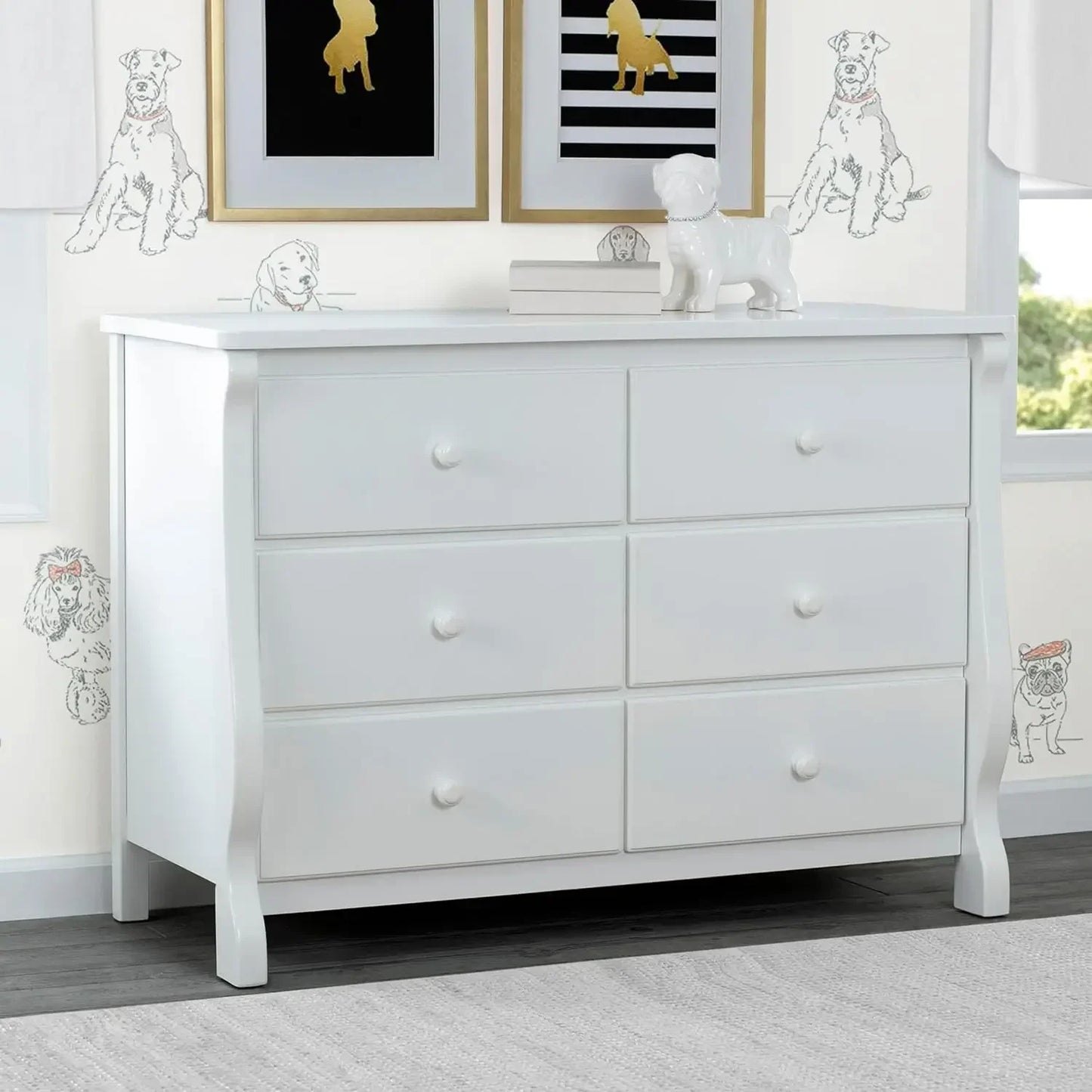 Universal 6 Drawer Dresser with Interlocking Drawers - Greenguard Gold Certified, White